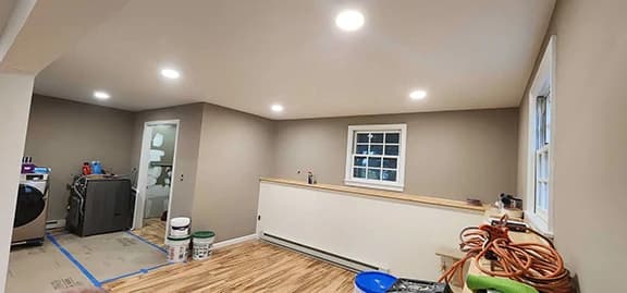 Modern recessed lighting remodel in living space