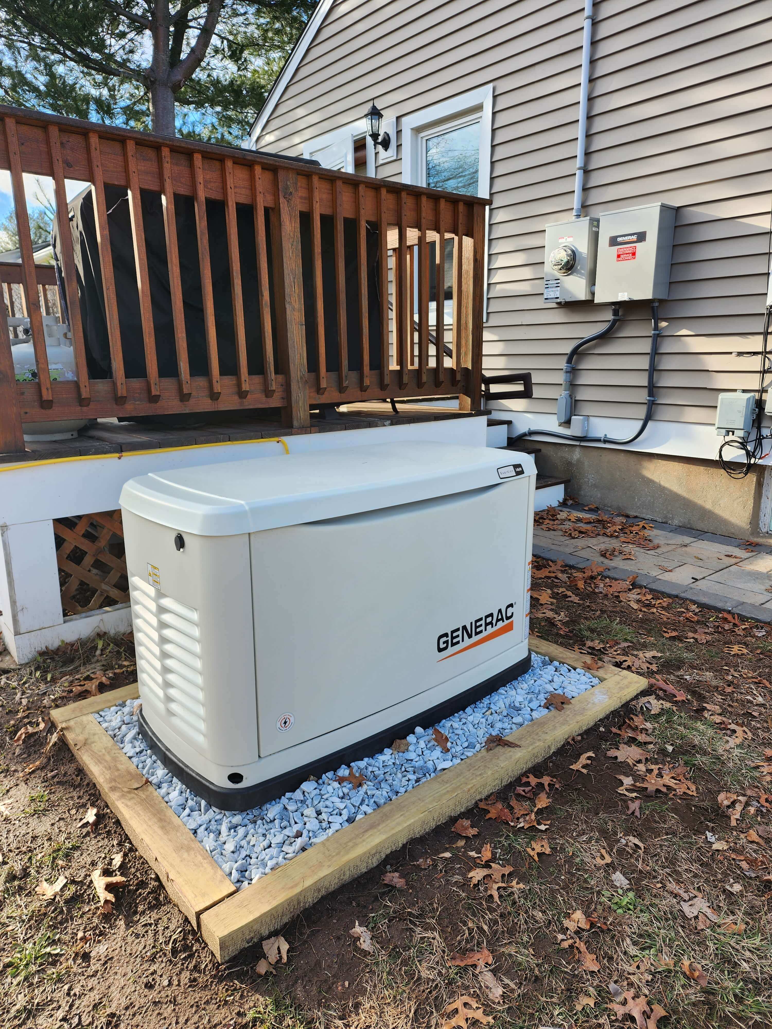 Generac home standby generator installation with transfer switch
