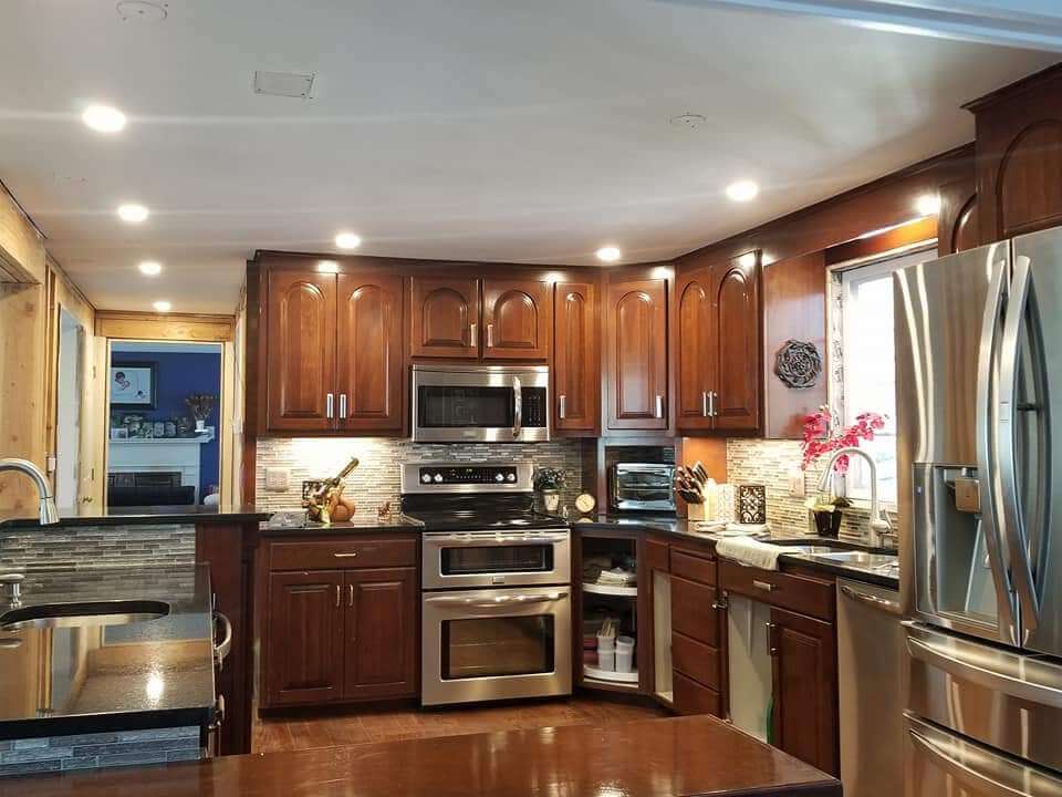 Kitchen with recessed LED lighting throughout ceiling