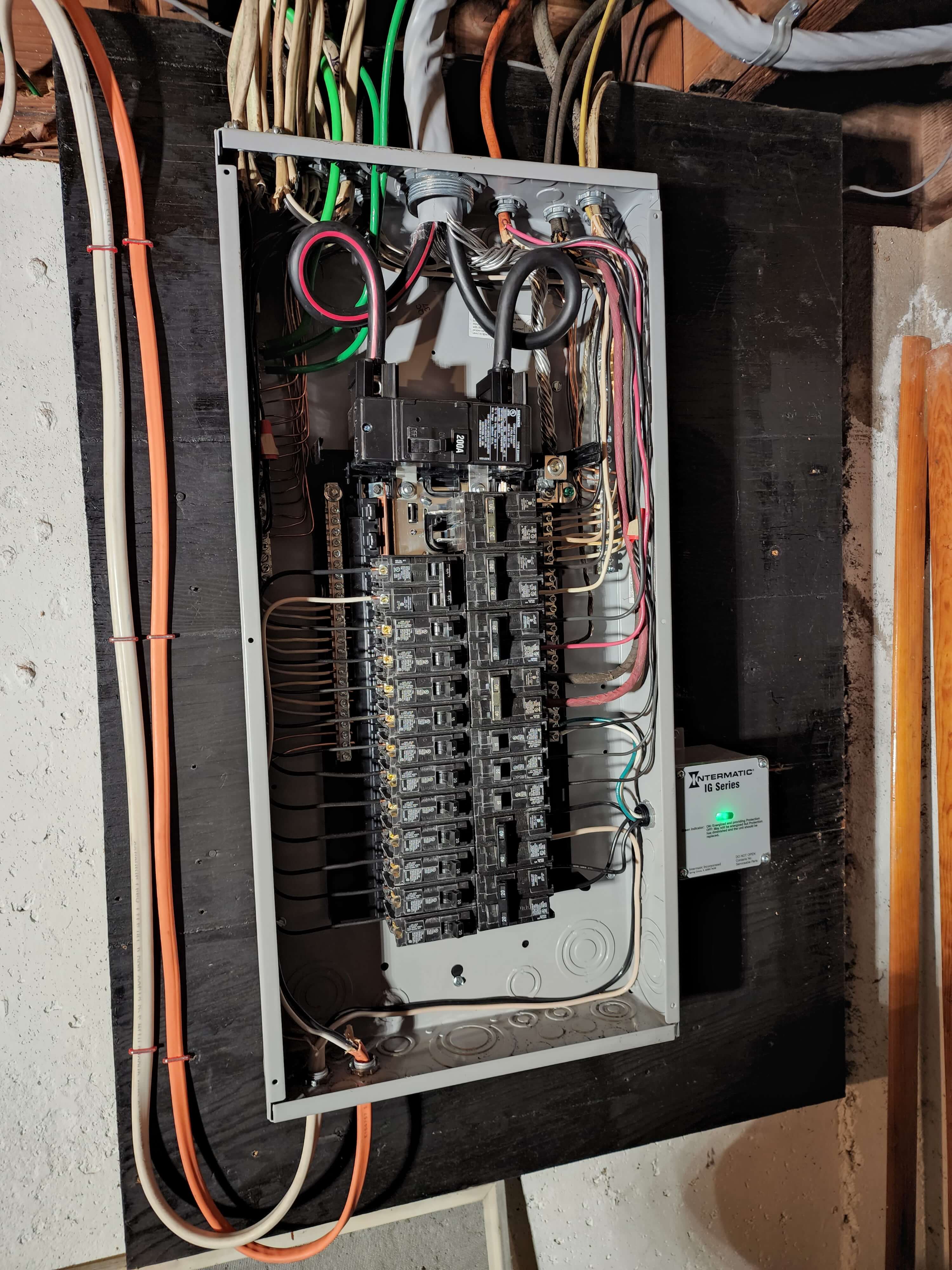200 amp panel with Intermatic IG Series surge protector