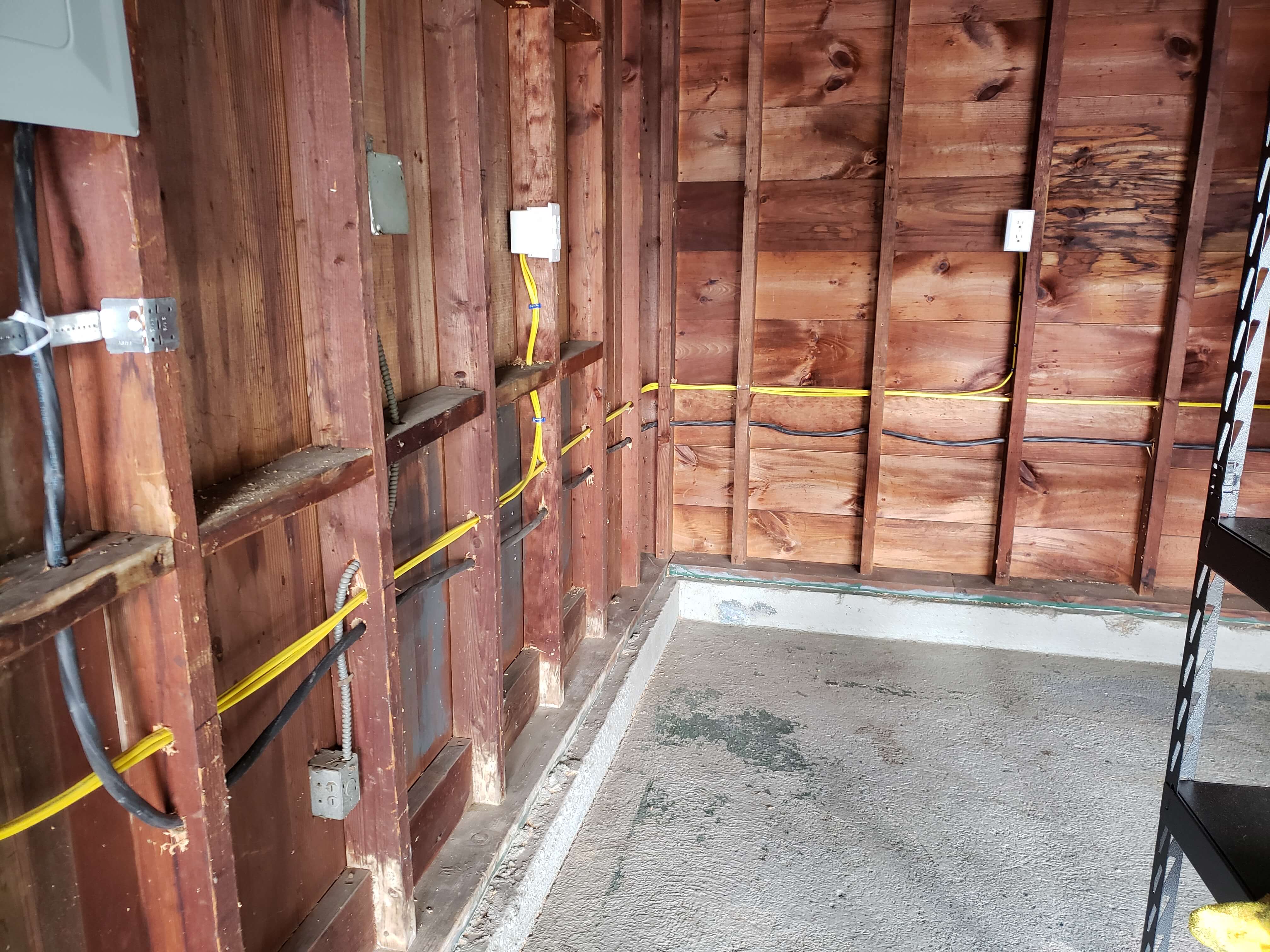 Rough-in electrical wiring in barn or garage construction